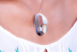 Sterling Silver Artist Palette Pendant: Rutilated Quartz Necklace