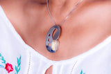 Artist Paint palette Pendant Sterling silver with rutilated quartz, handmade one of a kind necklace, gift for self love