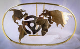 Global Conscious metal wall or tabletop art, adapt worldwide Chester Allen original handmade great gift home or office, vinyl  records day