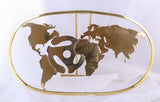 Handmade Brass World Map Sculpture: Chester Allen Original Art