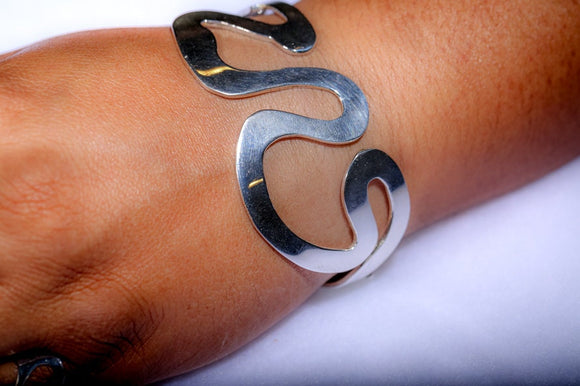 Mississippi river Bracelet, sterling silver, River bend Cuff, Crescent city cuff, New Orleans handmade jewelry gift, Mothers Day Gift