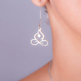 Yoga earrings, lotus position, silver infinity jewelry, energy work gift, Buddhist meditation Padmasana Yogi,  boho mind body spirit Hindi