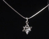 Merkaba jewelry set, Silver pendant with floating crystal, 3d star of David,  Earring and necklace set, Yoga and Jewish inspired gift