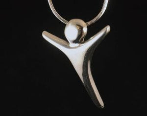 Silver Necklace, Divine yet human figure empty self spiritual buddhist hindu tai chi inspired unisex gift for yoga meditation