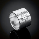 Papa Legba Veve Band Ring: Silver Africa Diaspora Jewelry