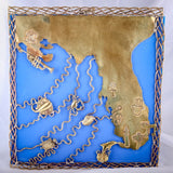 Gulf coast tabletop art, Gulf of Mexico mantle art,marine biology gift, estuary conservation science and art for the wall