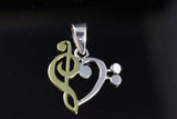 Music heart pendant, Bass and treble clef Heart, Sterling silver, Premium quality, handmade jewelry Mothers Day Gift