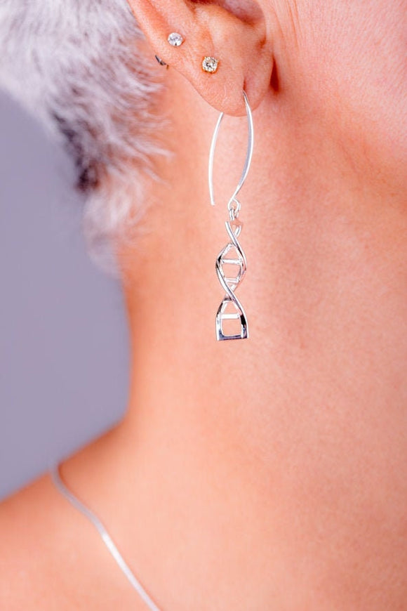 DNA drop earrings, double helix jewelry for genetics gift, graduation gift for her, handmade dangle earrings, science genetics jewelry