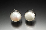 Sterling Silver Freshwater Pearl Dangle Earrings: Bezel Set
