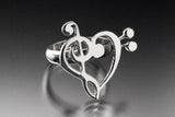 Gift for Music lover, Heart link bracelet, Sterling silver handmade jewelry