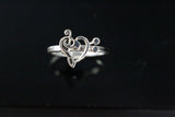 Music heart adjustable ring  Treble Bass clef Musical Love  jewelry Sterling silver Ring Handmade Mothers Day Gift for her