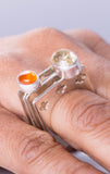 Stackable  topaz ring, Sterling silver, Statement ring is handmade with cut out crosses, November birthstone
