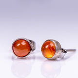 Carnelian stud earrings, sterling silver, handmade jewelry, Gift for her