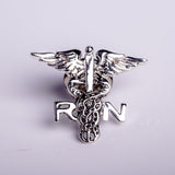 Registered Nurse Pin: Silver Caduceus RN Medical Jewelry