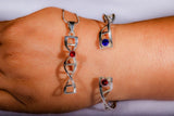 DNA JEWELRY SET, Sterling silver necklace and bracelet set with blue and red crystals, perfect science gift, genetics gift, Graduation gift