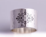 Papa Legba band veve ring silver mens or ladies associated with Africa And the diaspora includes New Orleans