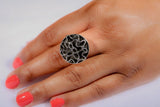 Unique Silver Ring, Handmade Statement ring, one of a kind abstract design energy within a circle of control, Statement jewelry
