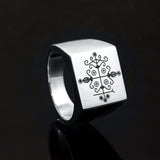 Papa Legba Veve Cuff: Sterling Silver & Leather Bracelet