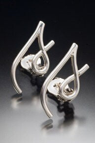 Silver initial clip on earrings letter S or J cursive  Spirit of women marching gift for her handmade cute simple quick ship available