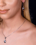 Silver Jewelry Set, Oval Necklace and Earrings Set, handmade jewelry, Mothers Day gift for her