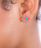 Aquamarine Sterling Silver Stud Earrings: Lime Cream Green, March Birthstone