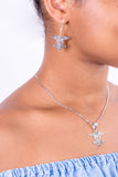 RN Caduceus Jewelry Set: Silver Nurse Necklace & Earrings