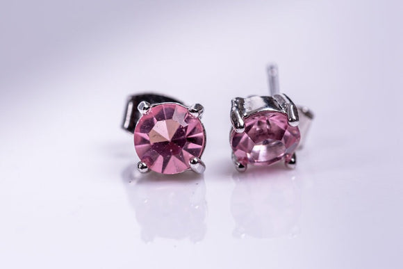 Pink Crystal earrings, sterling silver studs, October birthstone, Breast Cancer survivor jewelry, Mothers Day Gift, Minimalist jewelry