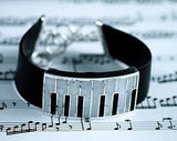 Unique Music gift, Keyboard player, Man wide band ring, black, white ring, music teacher jewelry, Chester Allen, repurposed piano keys