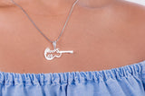 Silver guitar Necklace, Music, unique pendant, with reference to “roots” (route 66), handmade jewelry