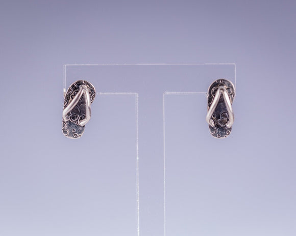 Flip Flop stud earring, sterling silver, handmade minimalist Summer jewelry