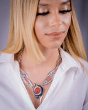 Silver Necklace Red Coral filigree work one of a kind Signature Chester Allen Art Series Our path Our struggle Gift for special someone