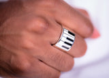 Repurposed Piano Key Ring, Music Teacher Jewelry, Adjustable Wide Band