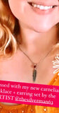 Bird Feather pendant, Carnelian necklace
