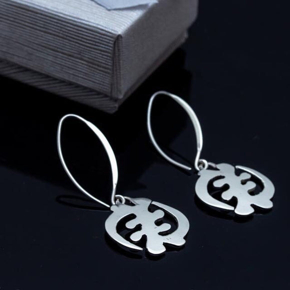 Dangle Earrings, Gye Nyame symbol(Except God I Fear None) Handmade Adinkra jewelry Sterling silver Earrings