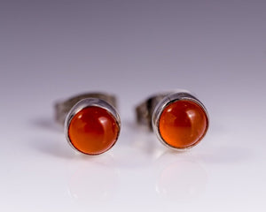 Carnelian stud earrings, sterling silver, handmade jewelry, Mothers Day Gift for her
