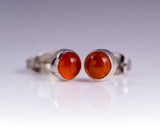 Carnelian stud earrings, sterling silver, handmade jewelry, Gift for her