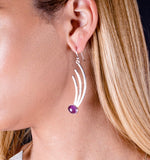 Silver Amethyst Dangle Earrings: Modern Elegant Gemstone Jewelry