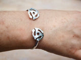 45 RPM Adapter Bracelet: Sterling Silver Record Cuff, Music Lover Gift