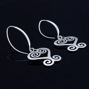 sankofa heart earrings, sterling silver adinkra heart dangle earrings