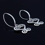 sankofa heart earrings, sterling silver adinkra heart dangle earrings