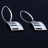 Gift idea for pianist, Silver Earrings Piano Key Dangle, white and black handmade jewelry. New Orleans, recycled fun