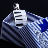 Recycled Piano Key Pendant: Sterling Silver Jazz Music Necklace