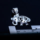 Silver Necklace, Elephant pendant, with Gye Nyame, adinkra symbol meanings, God First, Ganesha buddhist gift afrocentric ancestors