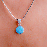 Blue Opal Stud Earrings: Sterling Silver October Birthstone