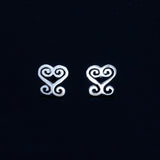 Sankofa Heart earring, Ghanaian Adinkra symbol jewelry, dainty, cute, sterling silver studs, gift for her, ancestor love, Mothers Gift