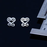 Sankofa Heart Sterling Silver Stud Earrings: Ghanaian Adinkra Symbol