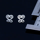 Sankofa Heart earring, Ghanaian Adinkra symbol jewelry, dainty, cute, sterling silver studs, gift for her, ancestor love, Mothers Gift