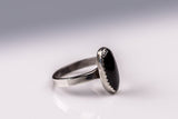 Black Onyx ring, Sterling silver ring, Pinky gemstone ring, gift for her, harmonious relationship present, stone for protection, healing