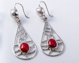 Red Coral and Mother of Pearl pendant set in sterling silver, modesty, wisdom, happiness, Christmas gift