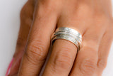 Silver band fidget ring, handmade jewelry, artfully crafted silver ring